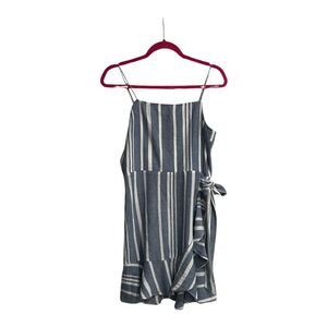 Express Small Blue & White Stripes Ruffle Spaghetti Strap Summer Dress